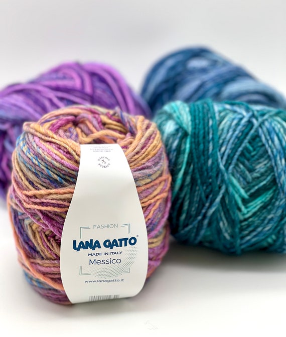 Wool Yarn, MESSICO, Lana Gatto, Italian Yarn, Gradient Yarn, 2025 Fashion PRINT Colors Collection, 180m/100g