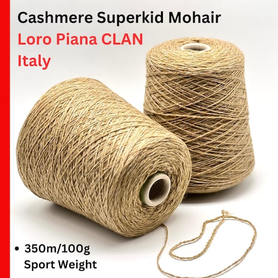 Cashmere Superkid Mohair Yarn, CLAN, Luxury Italian Yarn by Loro Piana, Available in Balls or on Cones, Sport Weight, 100g/350m