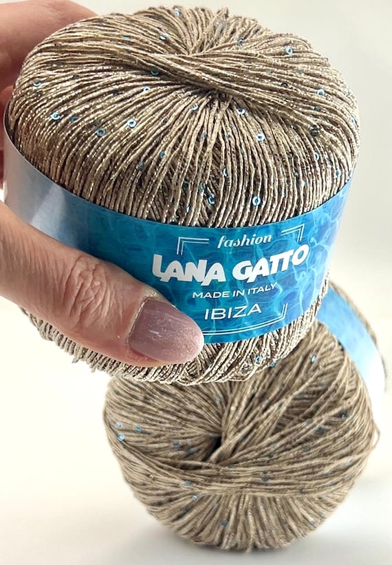 Paillettes Cotton Yarn, IBIZA, Paillettes Sequin Sparkling Yarn, Paillettes Lurex Yarn, Italian Yarn, Tshirt Yarn, Summer Yarn, 50g/190m