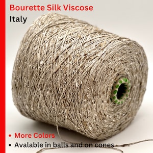 Bourette Silk Viscose Tweed Yarn by Filati Buratti, Italy, Available on Cones and in Balls, Sport Weight, 300m/100g