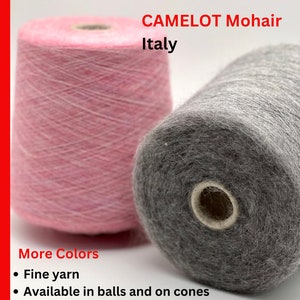 Superkid Mohair Yarn, CAMELOT, Italian Yarn, Yarn on Cone, Stock Yarn, Extra Fine Yarn, Hand and Machine Knitting, 100g/1500m