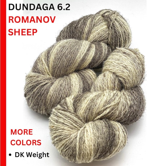Dundaga 6.2 ROMANOV SHEEP 100% Natural Rustic Grey and Dyed Grey Wool Yarn, Available in Skeins or Cake, DK Weight, Double Ply, 230m/100g