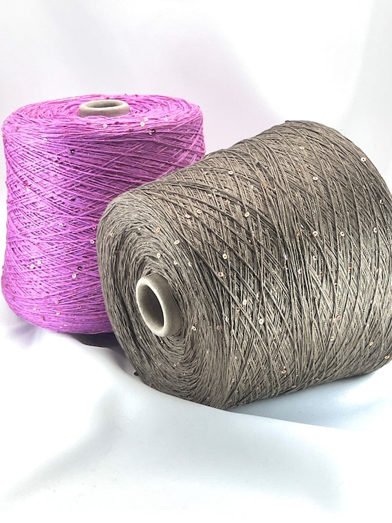PAILLETTES LUREX LINEN Yarn, Sparkling Yarn, Tshirt Flax Yarn, Available in Balls and on Cone, Italian Yarn, Variable Weight