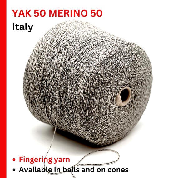YAK MOULINE Yarn, SUPERYAK, Premium Italian Yarn, Available in Balls and on Cones, Fingering Weight, 460m/100g (503y)