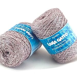 Lurex Viscose Yarn, FORMENTERA, Lana Gatto, Sparkling Yarn, Italian Yarn, Tshirt Yarn, Machine and Hand Knitting, 50g/225m
