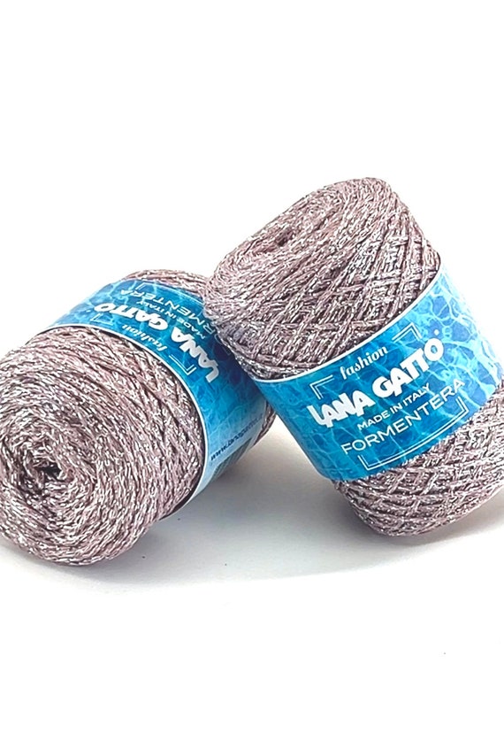 Lurex Viscose Yarn, FORMENTERA, Lana Gatto, Sparkling Yarn, Italian Yarn, Tshirt Yarn, Machine and Hand Knitting, 50g/225m