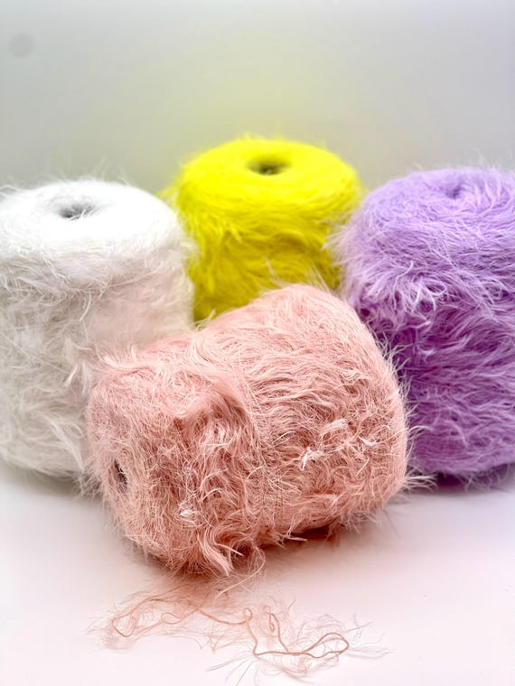 SWAN'S DOWN Fluffy Yarn, POMPEI - 100% Polyamide, Italian Fur Yarn, Available on Cone and in Balls, 350m/100g (383y/3.52oz)