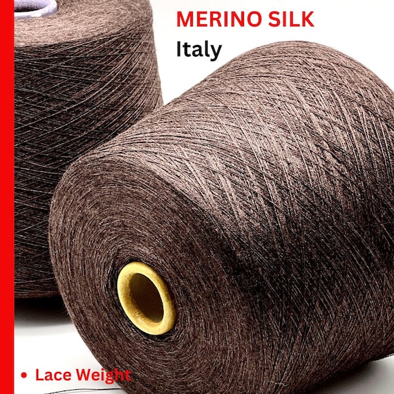 Merino Silk Yarn, NANCHINO, Premium Italian Yarn by ZEGNA BARUFFA, Dark Chocolate, Available in Balls and on Cones, Lace Weight, 2400m/100g