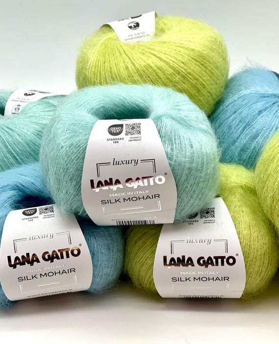 Silk Mohair Yarn, Silk Superkid Mohair Yarn, Luxury Italian Yarn from Lana Gatto, Lace Weight, 25g/212m