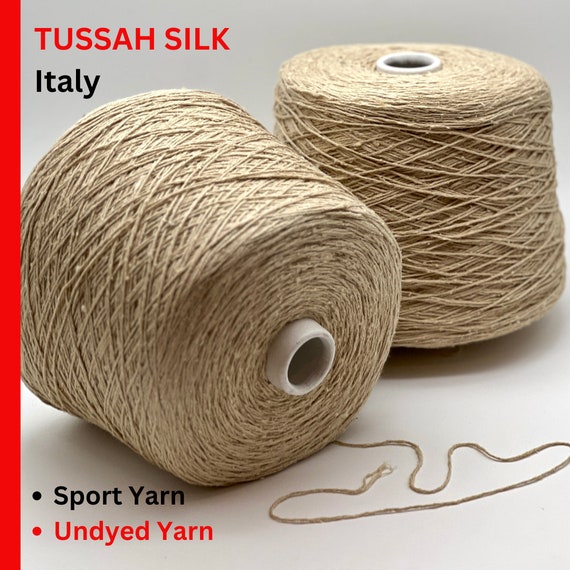 TUSSAH Silk Yarn, 100% Seta Silk, RiGo Luxury Collection From Italy, Available on Cones and in Balls, Sport Weight 300m/100g
