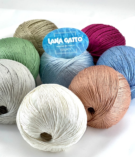 Silk Yarn, SILKY, Lana Gatto, 100% SILK Yarn, Italian Yarn, Pure Silk Yarn, Sustainable Yarn, Machine and Hand Knitting, 50g/214m