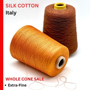 WHOLE CONE sale, Silk Cotton Yarn, SEASILK, Premium Italian Yarn by Emilcotoni, Extra-Fine Yarn, Weight Varies By Color