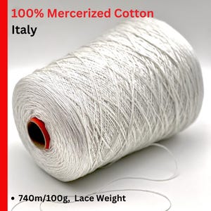 Mercerized Cotton Yarn, SEVEN, Premium Italian Yarn by FILMAR, Available in Balls or Cones, Lace Weight, 740m/100g (809y)
