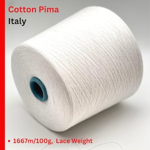 Cotton Yarn, PIMA 14, Premium Italian Yarn by IAFIL SPA, Available in Balls or Cones, Lace Weight, 1667m/100g (1823y)