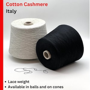 Cotton Cashmere Yarn, SEACASH, Premium Italian Yarn by IAFIL, Available on Cone or in Balls, Lace Weight, 1400m/100g (1531y)