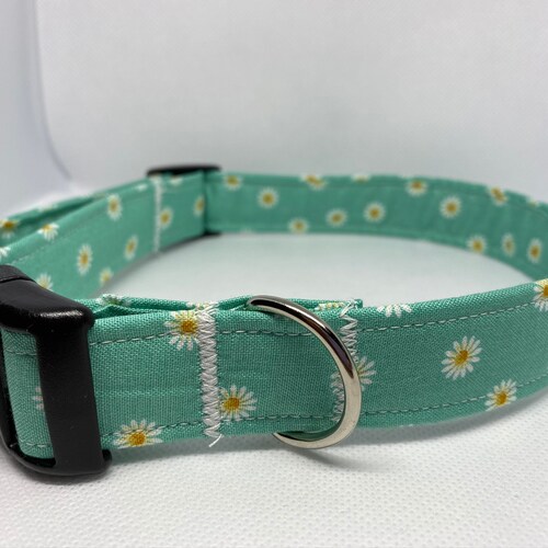 Daisy Dog Collar Turquoise Floral Adjustable Dog Collar Etsy UK