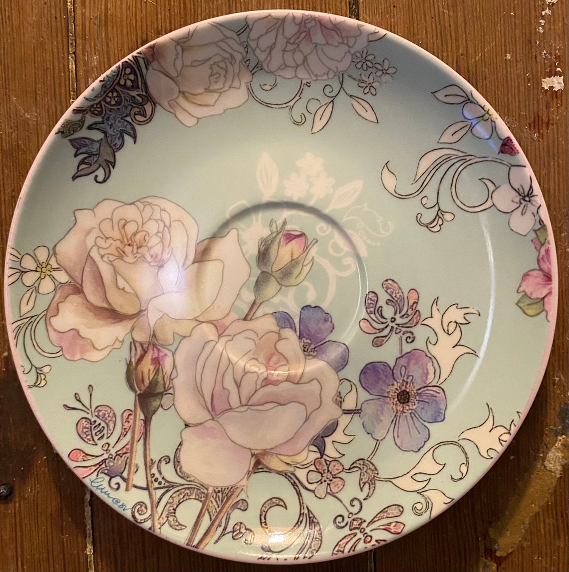 Delton Blue Camellia Porcelain Tea Cup & Saucer With Gift Box Etsy