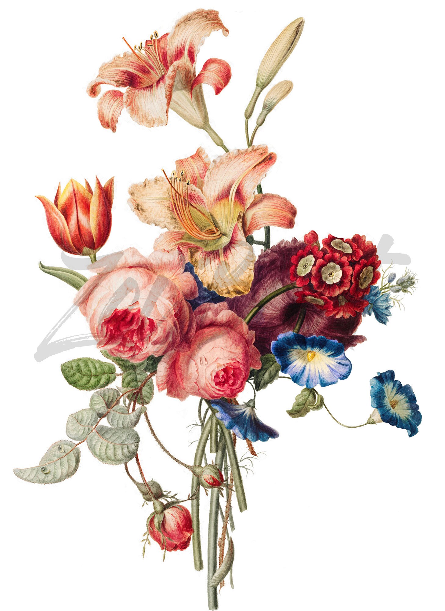 Vintage Bouquet Art Print Etsy