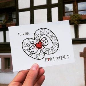Carte postale "Tu veux mon bretzel ?"