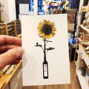 Carte postale tournesol avec enveloppe
