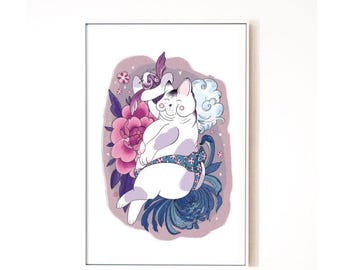 Print A4 canson kawaii cat Japanese style