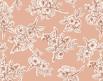 RAMBLING ROSE 17795 16 Beige Dove Sandy Gervais for MODA 1//2 Yard