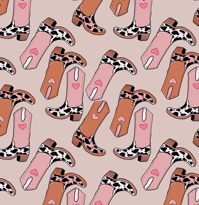 Cowgirl Boots Seamless Fabric File Valentine Western Seamless Pattern ...