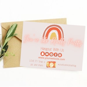 Boho Retro Thank You for Your Order Card Template - Small Business Thank You Card Editable and Printable - Thank You for Shopping Cards