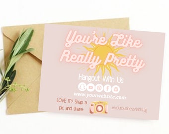 Boho Retro SUN Thank You for Your Order Card Template - Small Business Thank You Card Editable and Printable - Thank You for Shopping Cards