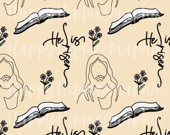 He is Risen Boho Jesus Bible Seamless Fabric File Christian Easter
