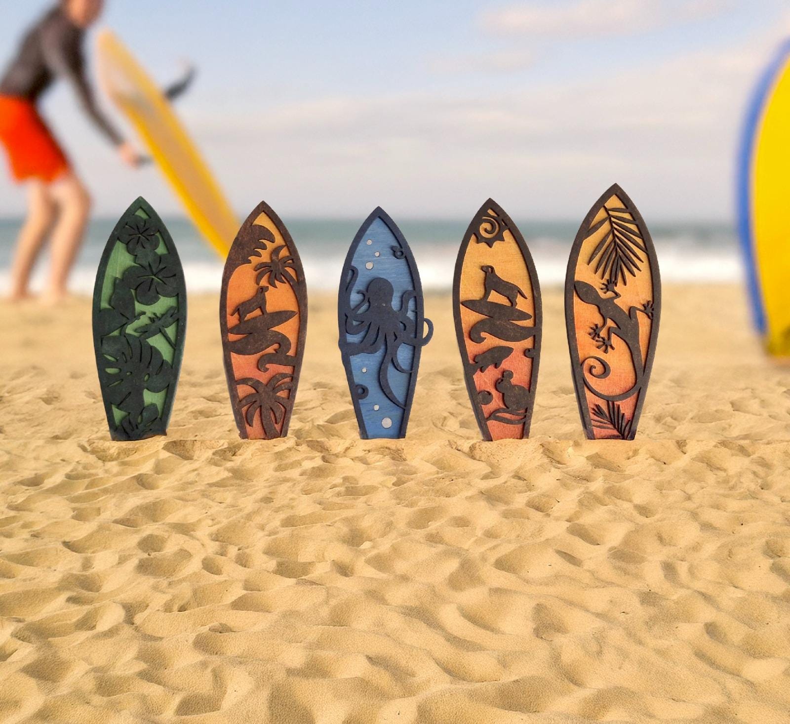 UKCOCO Lot De 3 Mini Planches De Surf En Plastique – Pour Gâteaux, Déco De Fête, Accessoires Pour Poupées – Couleurs Assorties
