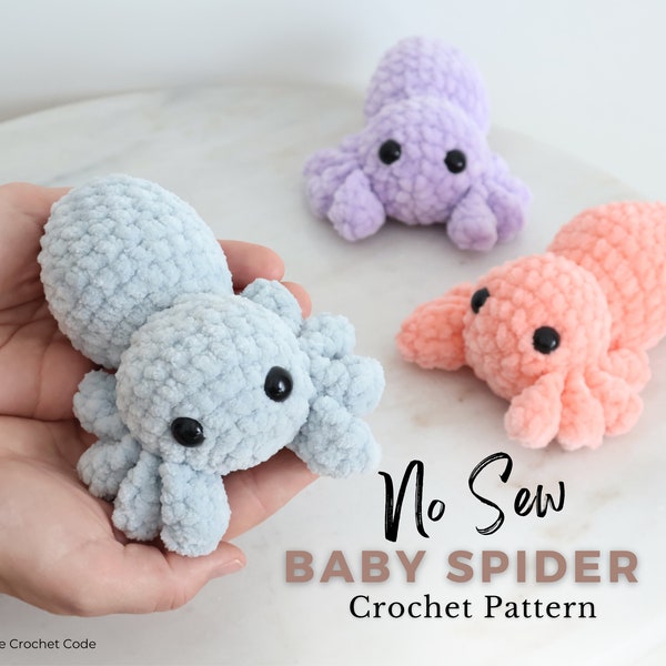 No Sew Baby Spider Crochet Pattern, Halloween Amigurumi (PDF)