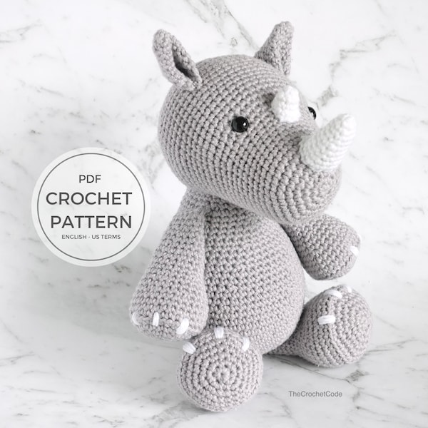 Handcrafted Rhino Crochet Amigurumi Pattern - Adorable Wildlife Toy DIY