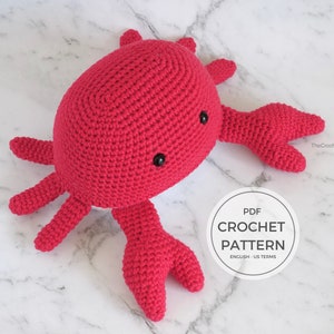 Crab CROCHET PATTERN underwater sea creature, amigurumi plush stuffed toy, ocean crochet animals, PDF digital download, printable (English)