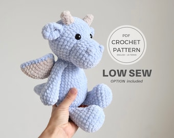 Crochet Dragon Amigurumi Pattern - DIY Your Own Lunar New Year Inspired Dragon Plushie Stuffed Animal  - Now Includes A Low Sew Option