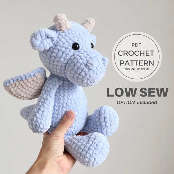 Crochet Dragon Amigurumi Pattern - DIY Your Own Lunar New Year Inspired Dragon Plushie Stuffed Animal  - Now Includes A Low Sew Option