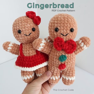 2-in-1 Gingerbread Man & Gingerbread Girl Crochet Pattern | Christmas Amigurumi Plushie | Easy and Beginner Friendly PDF
