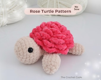 No Sew Rose Turtle Crochet Pattern – Easy Amigurumi Plushie PDF