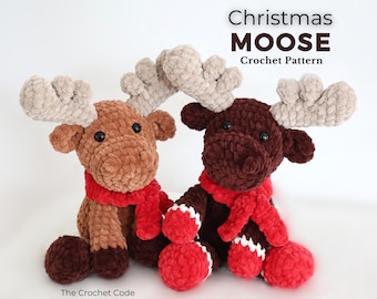 Crochet Moose Pattern: Low Sew Christmas Amigurumi Plushie (PDF Digital Download)