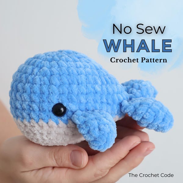 No Sew Whale Crochet Pattern, Crochet Blue Whale Amigurumi Pattern, Quick and Easy Plushie Stuffed Animal, Instant Digital download PDF