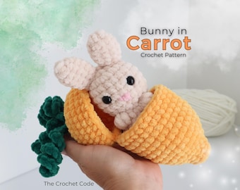 Easter Bunny Crochet Pattern – Amigurumi in Carrot Sleeping Bag (PDF Pattern)