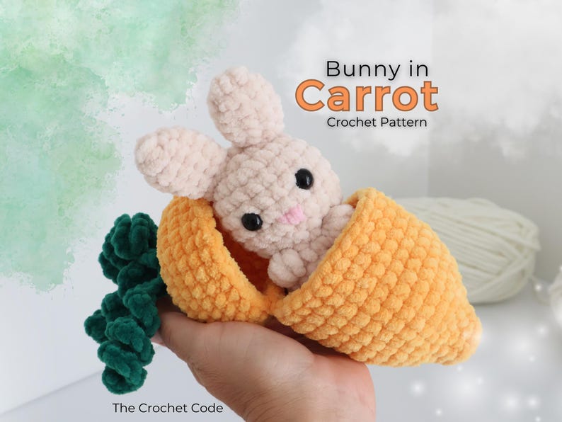 Easter Bunny Crochet Pattern – Amigurumi in Carrot Sleeping Bag (PDF Pattern) image 1