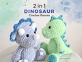 2 in 1 Dinosaur Crochet Pattern Bundle, Amigurumi Dinosaur Pattern, Dino Stuffed Animals, Stegosaurus and Triceratops, Instant Download PDF product logo