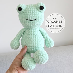 Crochet Frog Pattern: Create your Own Amigurumi Stuffed Animal with Soft Chenille Plushie Yarn in Any Color!