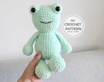 Crochet Frog Pattern: Create your Own Amigurumi Stuffed Animal with Soft Chenille Plushie Yarn in Any Color!