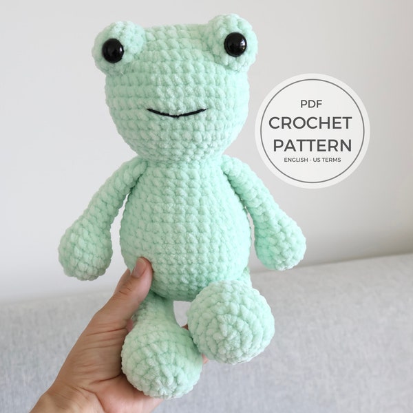 Crochet Frog Pattern: Create your Own Amigurumi Stuffed Animal with Soft Chenille Plushie Yarn in Any Color!