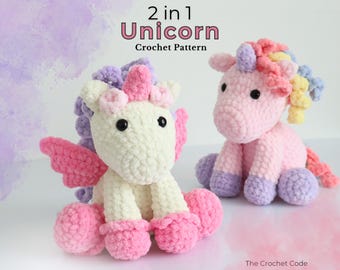 Unicorn & Pegasus Crochet Pattern: Low Sew Amigurumi Plushie (Digital Download PDF)