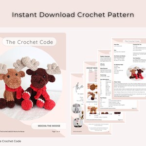 Crochet Moose Pattern: Low Sew Christmas Amigurumi Plushie (PDF Digital Download) image 9