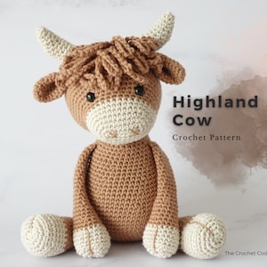 Highland Cow Crochet Pattern, Amigurumi Highland Cow, Farm Crochet Animals, Crochet PDF Pattern, Crochet Plushie Pattern, Bull Crochet