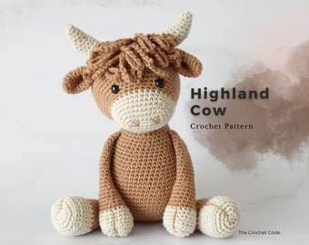 Highland Cow Crochet Pattern, Amigurumi Highland Cow, Farm Crochet Animals, Crochet PDF Pattern, Crochet Plushie Pattern, Bull Crochet